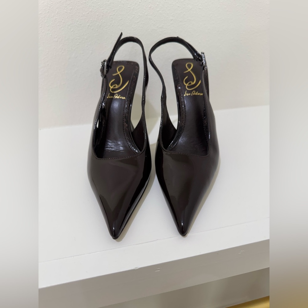 Sam Edelman Glossy Black Pointed Heels